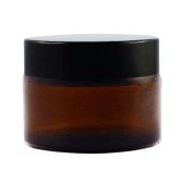 Pot verre ambré 50 ml avec capot noir