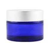 Blue Glass Jar Matte Silver Lid - 50ml