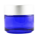 Blue Glass Jar Matte Silver Lid - 100ml