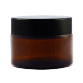 Pot verre ambré 50 ml avec capot noir