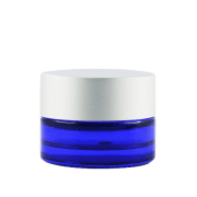 Pot verre bleu 5 ml avec capot argent mat