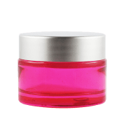 Pot verre rose 30 ml avec capot argent mat