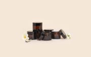 Pots verre ambré 50 ml avec capot noir (lot de 6)