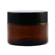 Pot verre ambré 50 ml avec capot noir