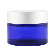 Vasetto in vetro blu 50 ml coperchio argento opaco