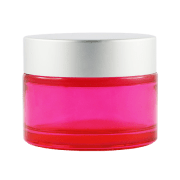 Pot verre rose 50 ml avec capot argent mat