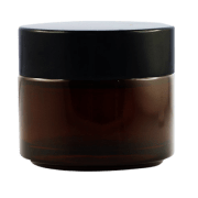 Pot verre ambré 100 ml avec capot noir