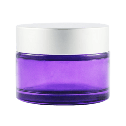 Pot verre violet 50 ml avec capot argent mat