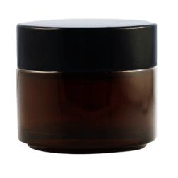 Pot verre ambré 100 ml avec capot noir