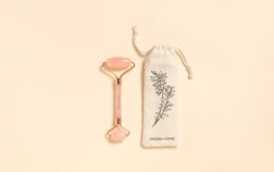 Rose Quartz Face Roller With Cotton Pouch
