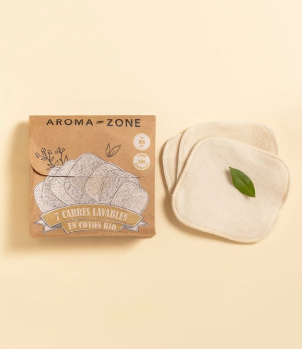7 carrés démaquillants lavables et réutilisables en coton BIO