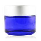 Pot verre bleu 100 ml capsule argent mat
